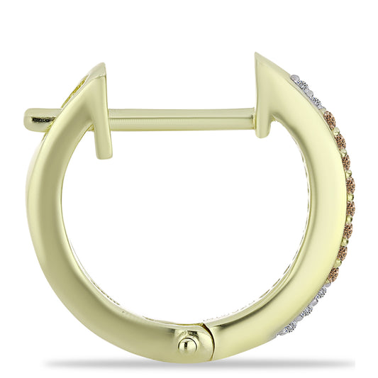 Pozlátené Strieborné Náušnice s Champagne Diamantom a Bielym Diamantom