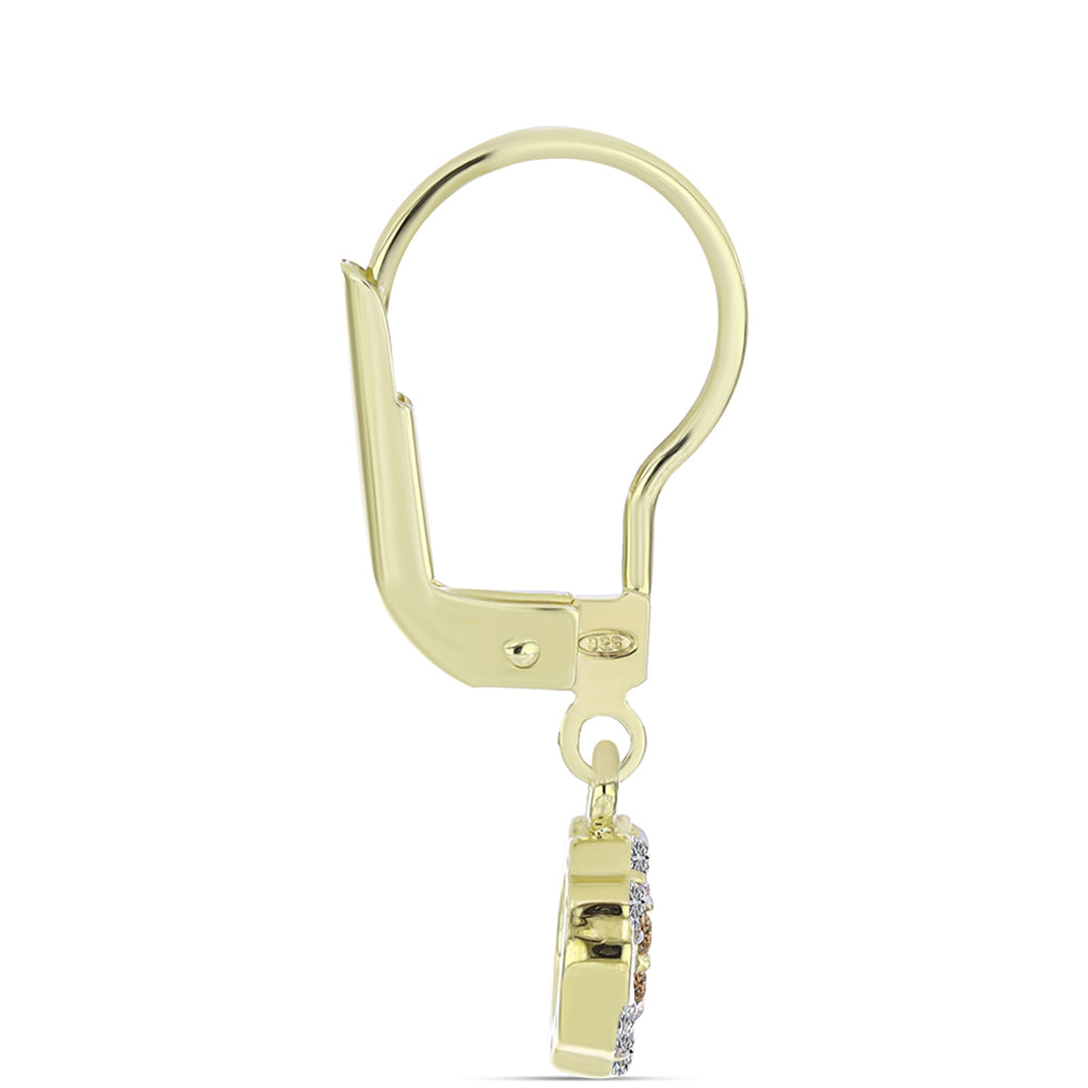 Pozlátené Strieborné Náušnice s Champagne Diamantom a Bielym Diamantom 2 