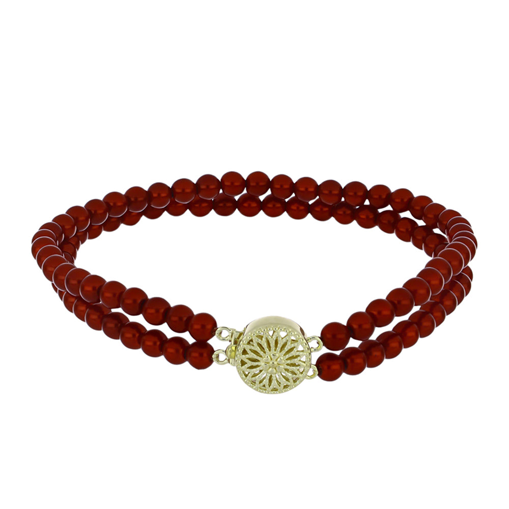 Pozlátený Strieborný Náramok s Červená sladkovodná perlou 1 