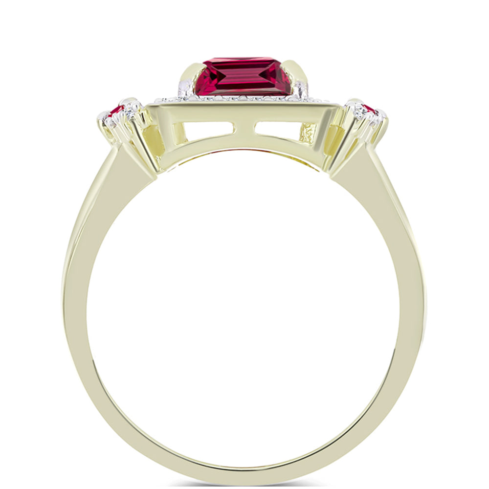 Pozlátený Strieborný Prsteň s Madagaskarským Rubínom a Bielym Topásom 2 