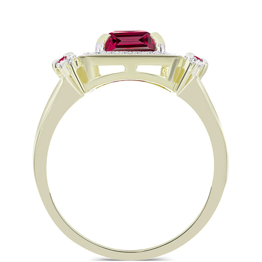 Pozlátený Strieborný Prsteň s Madagaskarským Rubínom a Bielym Topásom