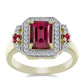 Pozlátený Strieborný Prsteň s Madagaskarským Rubínom a Bielym Topásom