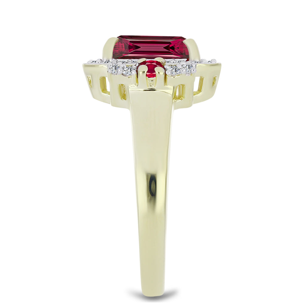 Pozlátený Strieborný Prsteň s Madagaskarským Rubínom a Bielym Topásom