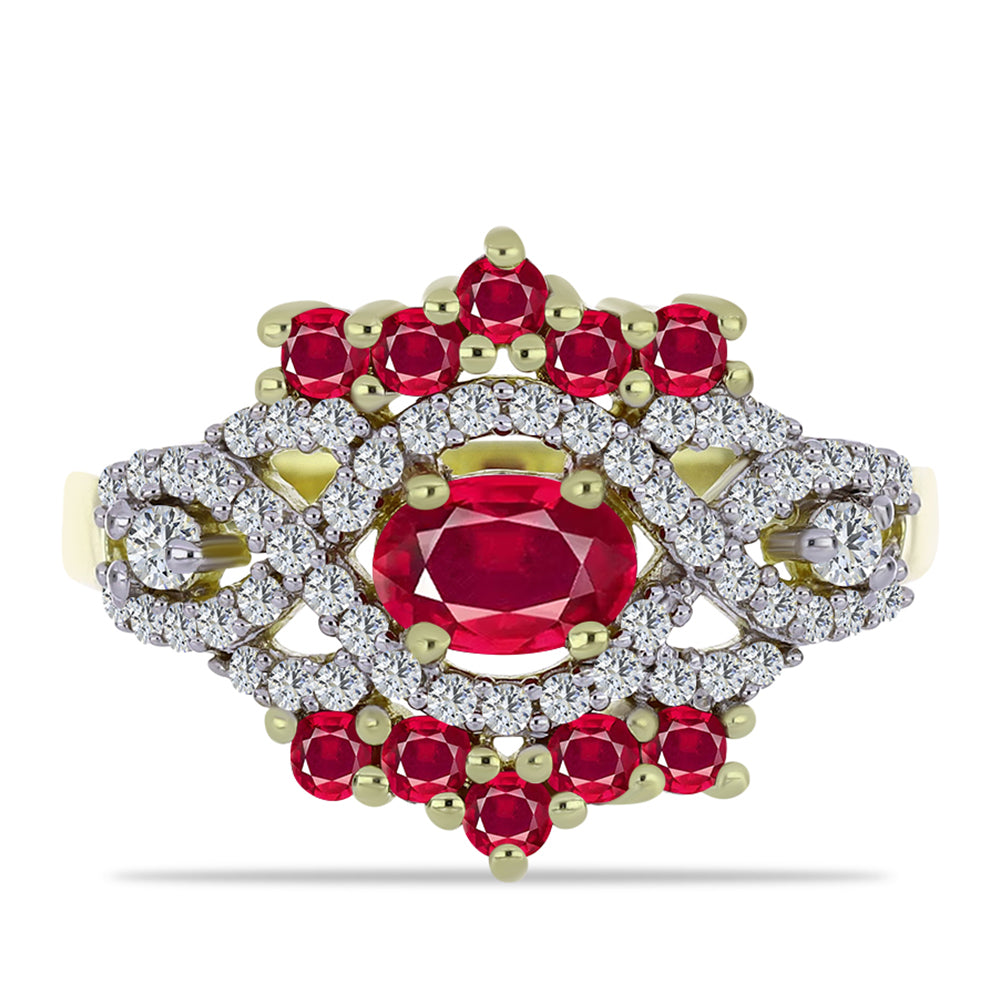 Pozlátený Strieborný Prsteň s Madagaskarským Rubínom a Bielym Topásom 1 