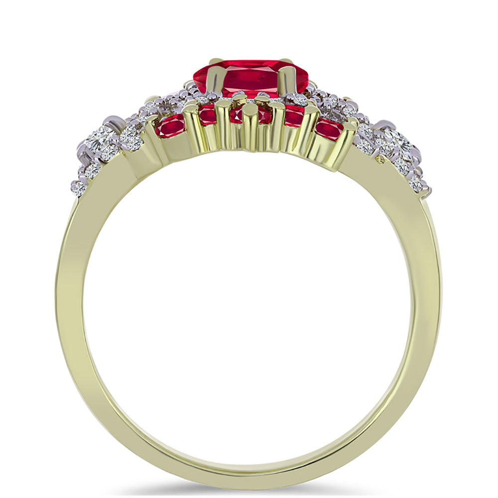 Pozlátený Strieborný Prsteň s Madagaskarským Rubínom a Bielym Topásom