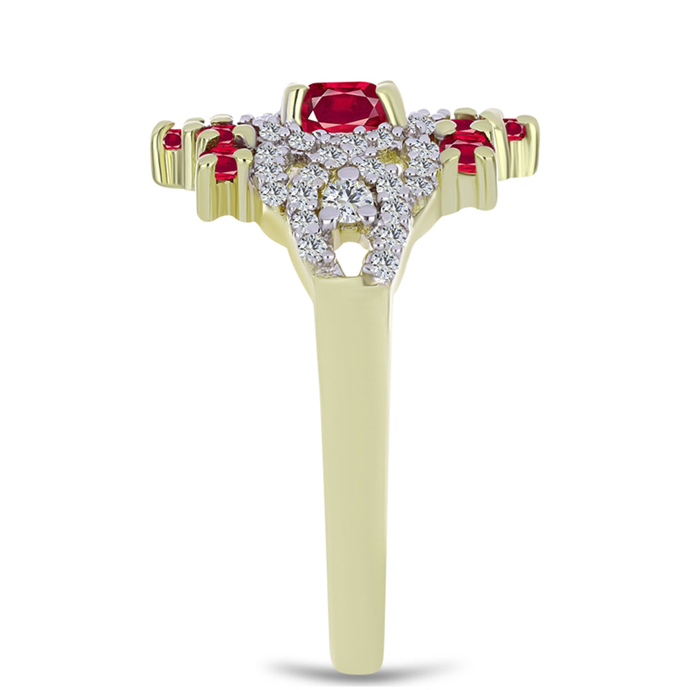 Pozlátený Strieborný Prsteň s Madagaskarským Rubínom a Bielym Topásom 4 