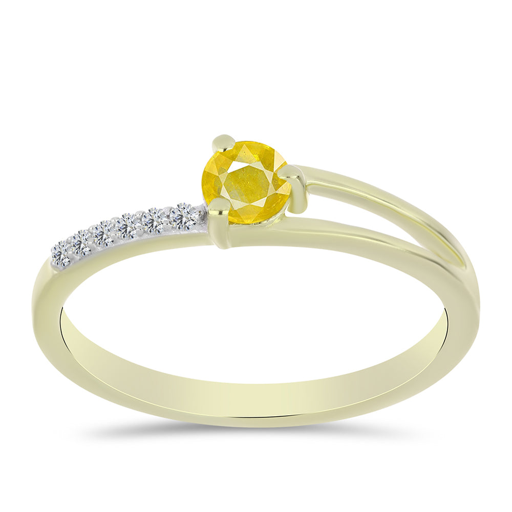 Pozlátený Strieborný Prsteň s Roseberským Žltým Zafírom a Bielym Topásom