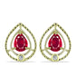 Pozlátené Strieborné Náušnice s Madagaskarským Rubínom a Bielym Topásom