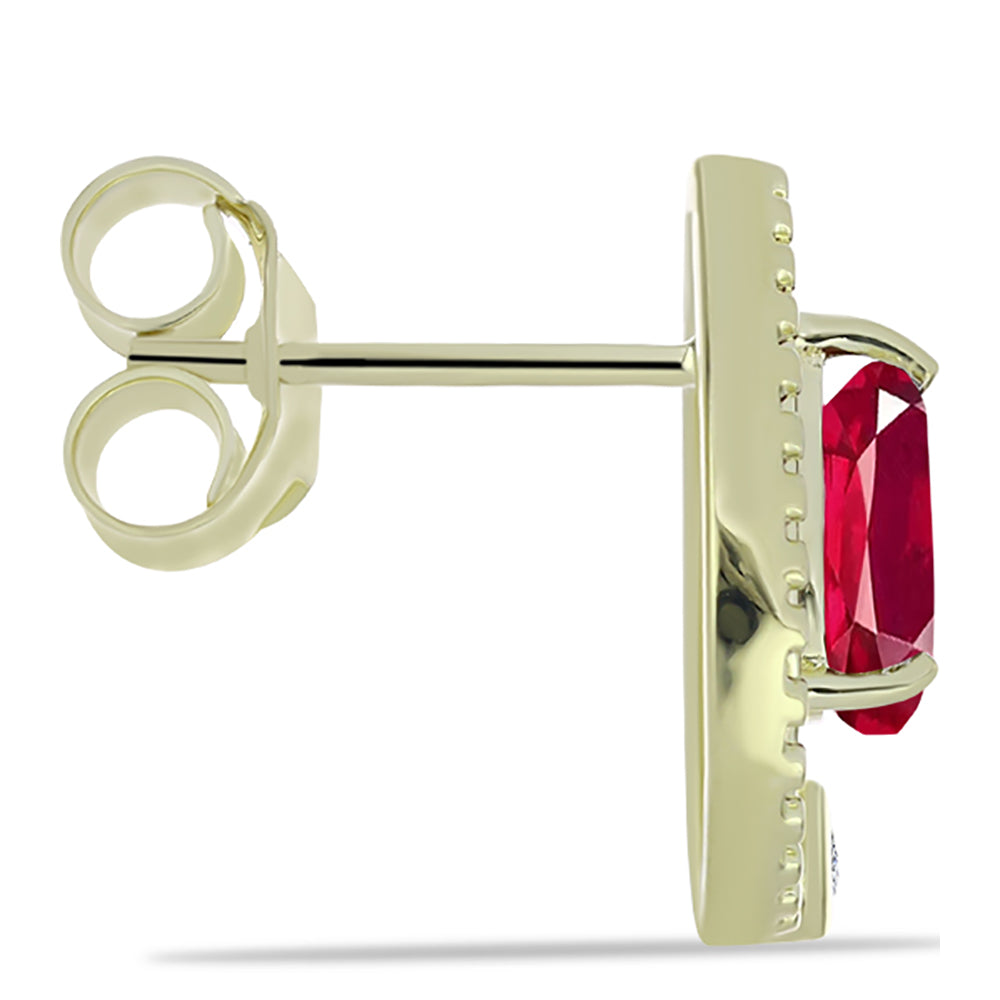 Pozlátené Strieborné Náušnice s Madagaskarským Rubínom a Bielym Topásom