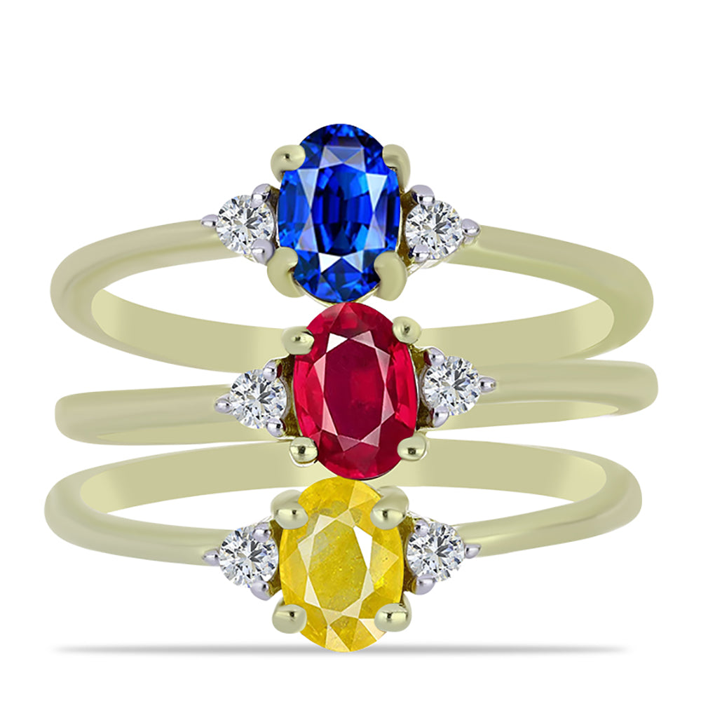 Pozlátené Strieborné Sada s Madagaskarským Rubínom a Austrálskym Modrým Zafírom ( Prsteň ) 1 