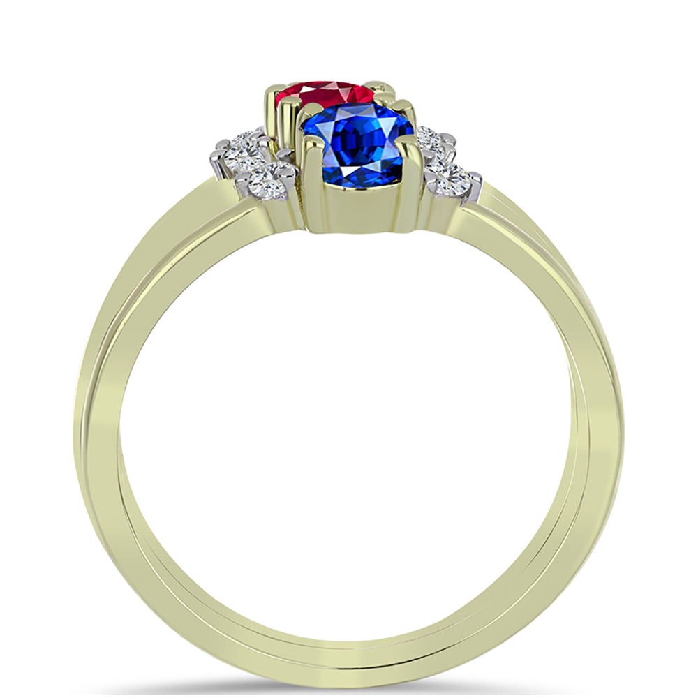 Pozlátené Strieborné Sada s Madagaskarským Rubínom a Austrálskym Modrým Zafírom ( Prsteň ) 2 