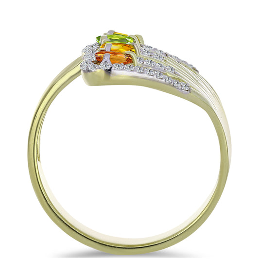 Pozlátený Strieborný Prsteň s Dúhovým Zafírom a Bielym Topásom