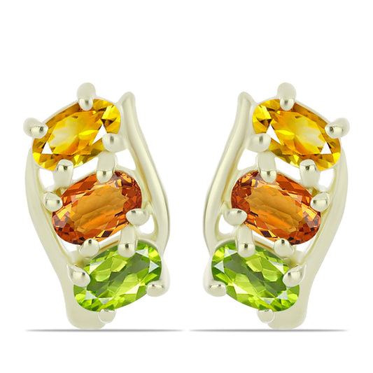 Pozlátené Strieborné Náušnice s Dúhovým Zafírom