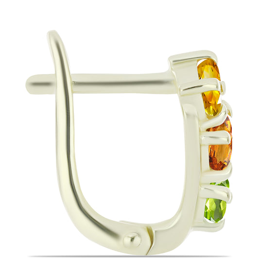 Pozlátené Strieborné Náušnice s Dúhovým Zafírom