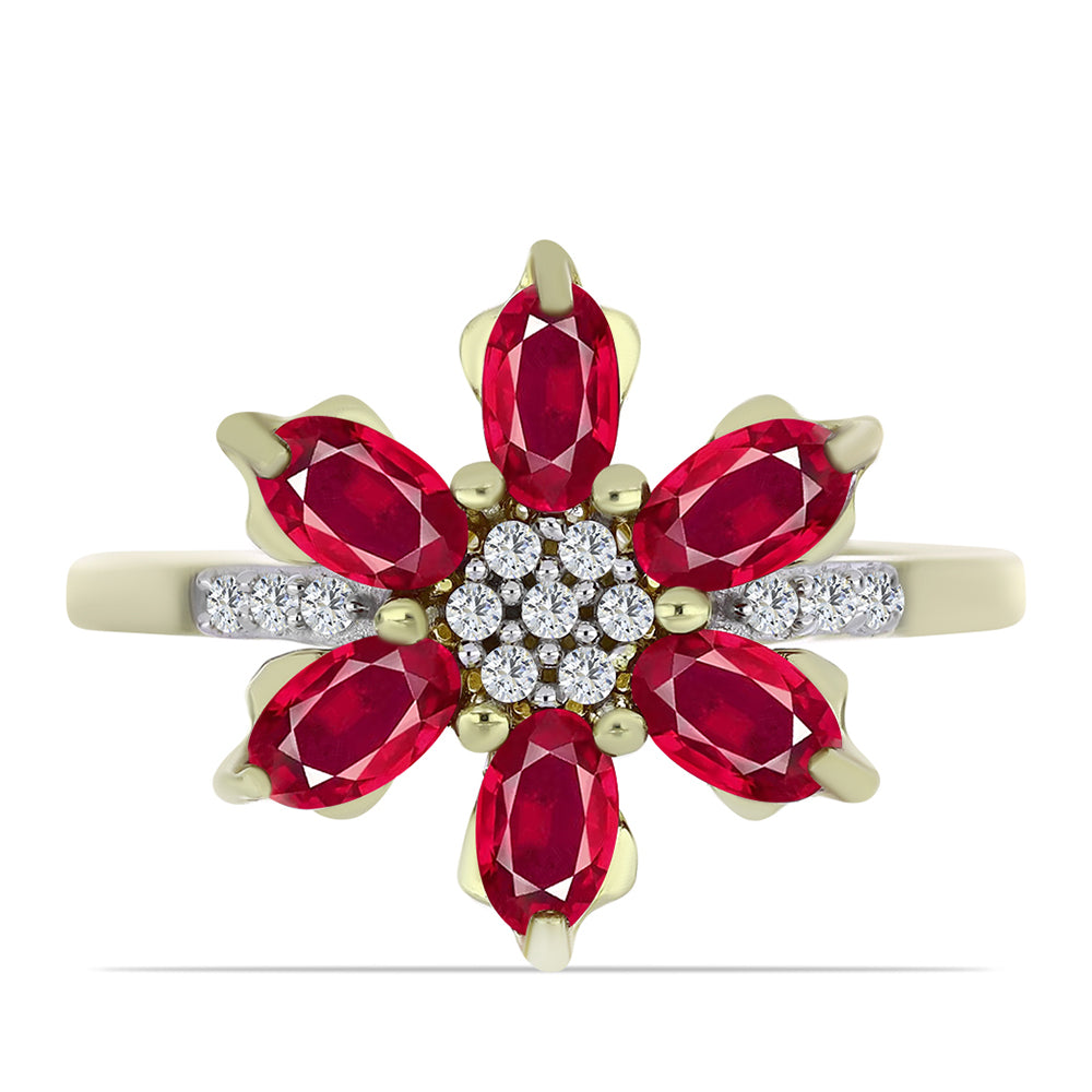 Pozlátený Strieborný Prsteň s Madagaskarským Rubínom a Bielym Topásom 1 