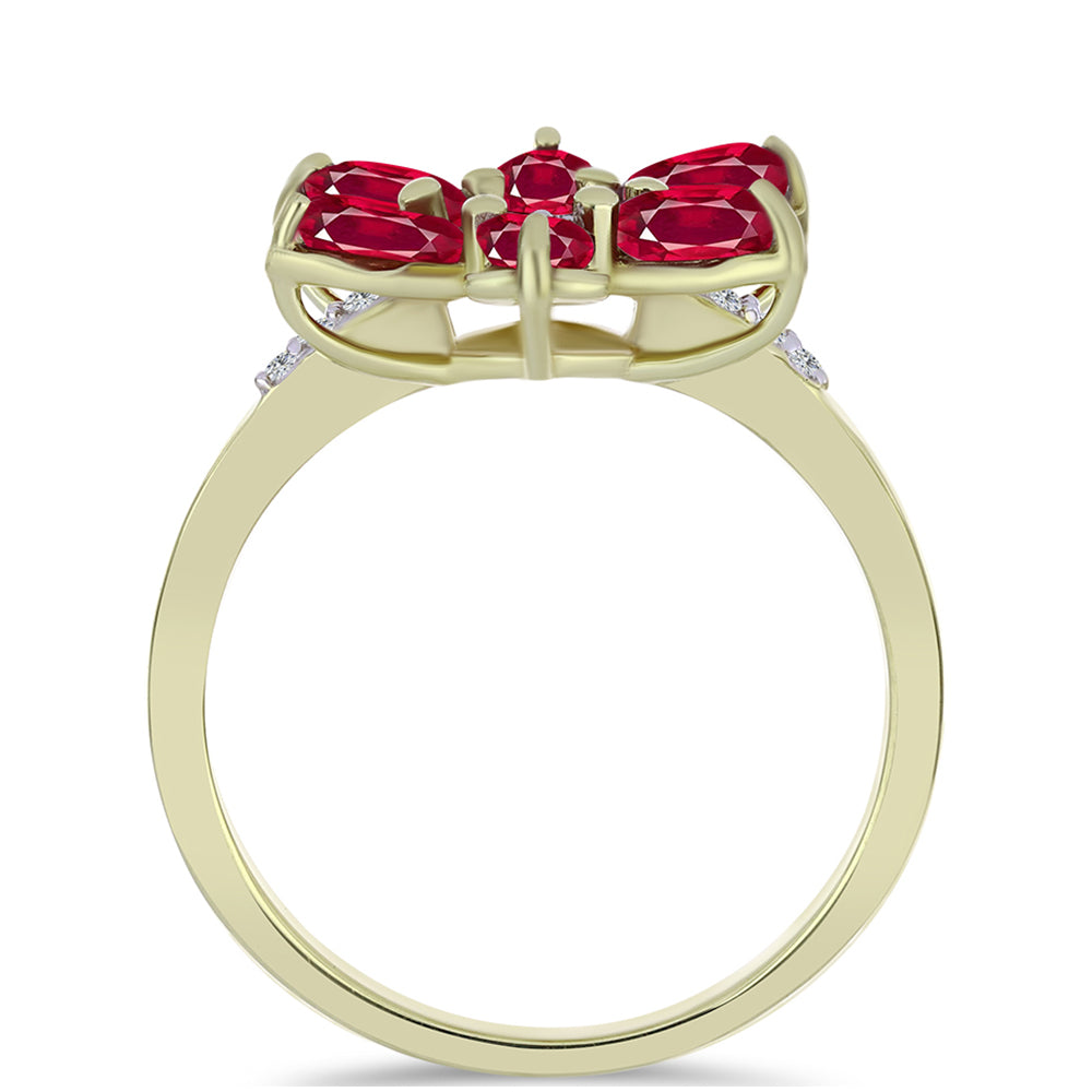 Pozlátený Strieborný Prsteň s Madagaskarským Rubínom a Bielym Topásom 2 