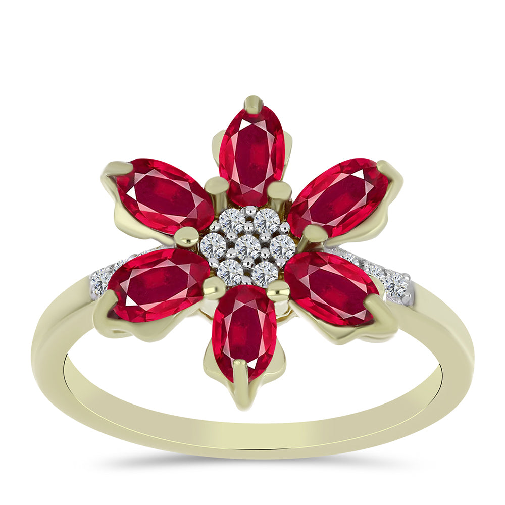 Pozlátený Strieborný Prsteň s Madagaskarským Rubínom a Bielym Topásom