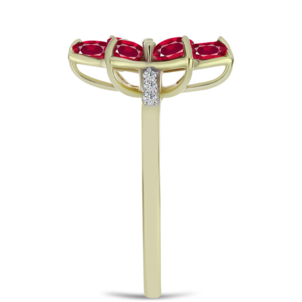 Pozlátený Strieborný Prsteň s Madagaskarským Rubínom a Bielym Topásom 4 