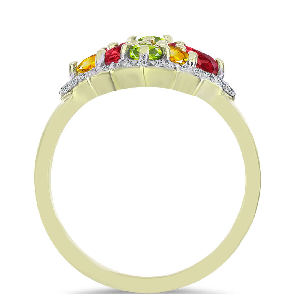 Pozlátený Strieborný Prsteň s Dúhovým Zafírom a Bielym Topásom 2 