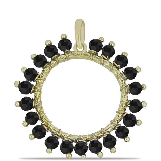 Pozlátený Strieborný Prívesok s so Suwarským Čiernym Ónyxom