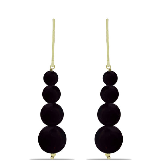 Pozlátené Strieborné Náušnice s so Suwarským Čiernym Ónyxom