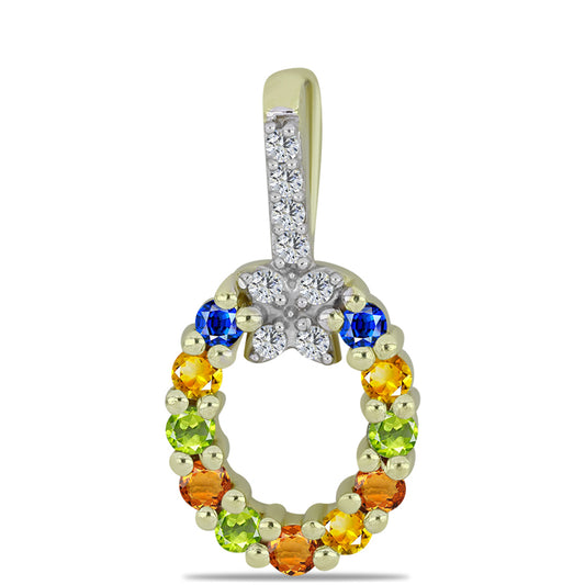 Pozlátený Strieborný Prívesok s Dúhovým Zafírom a Bielym Topásom