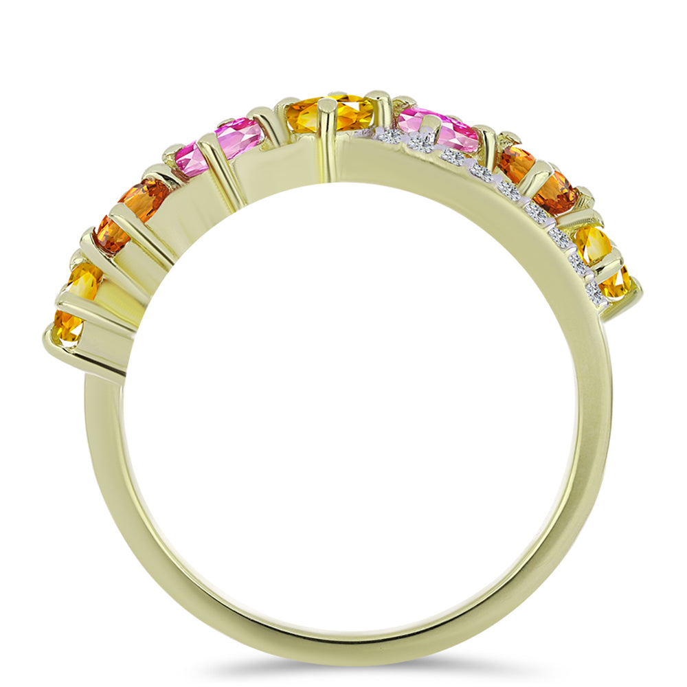 Pozlátený Strieborný Prsteň s Dúhovým Zafírom a Bielym Topásom 2 