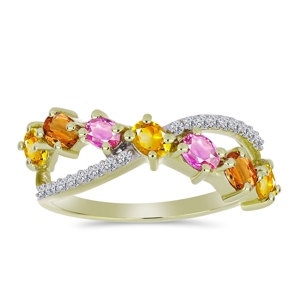 Pozlátený Strieborný Prsteň s Dúhovým Zafírom a Bielym Topásom 3 