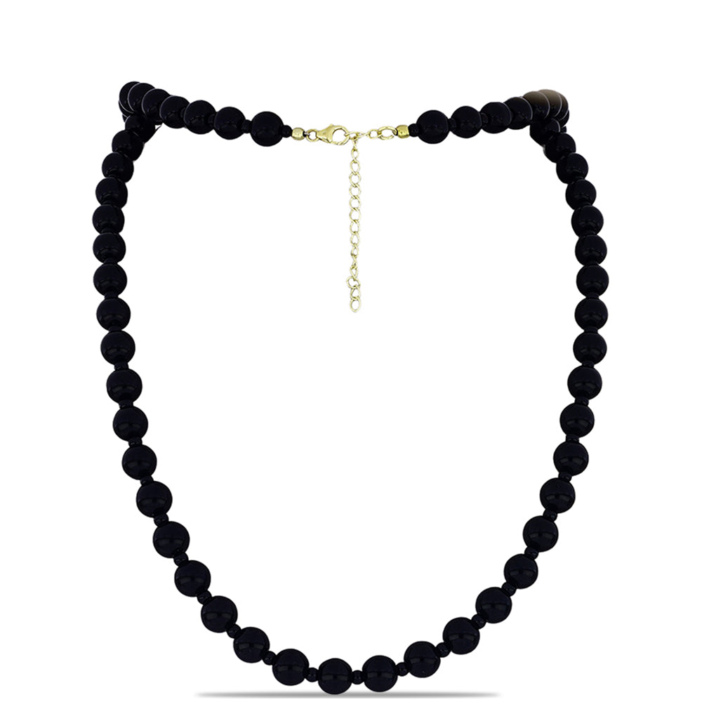 Pozlátený Strieborný Náhrdelník s so Suwarským Čiernym Ónyxom 1 