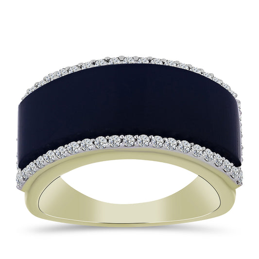 Pozlátený Strieborný Prsteň s so Suwarským Čiernym Ónyxom a Bielym Topásom