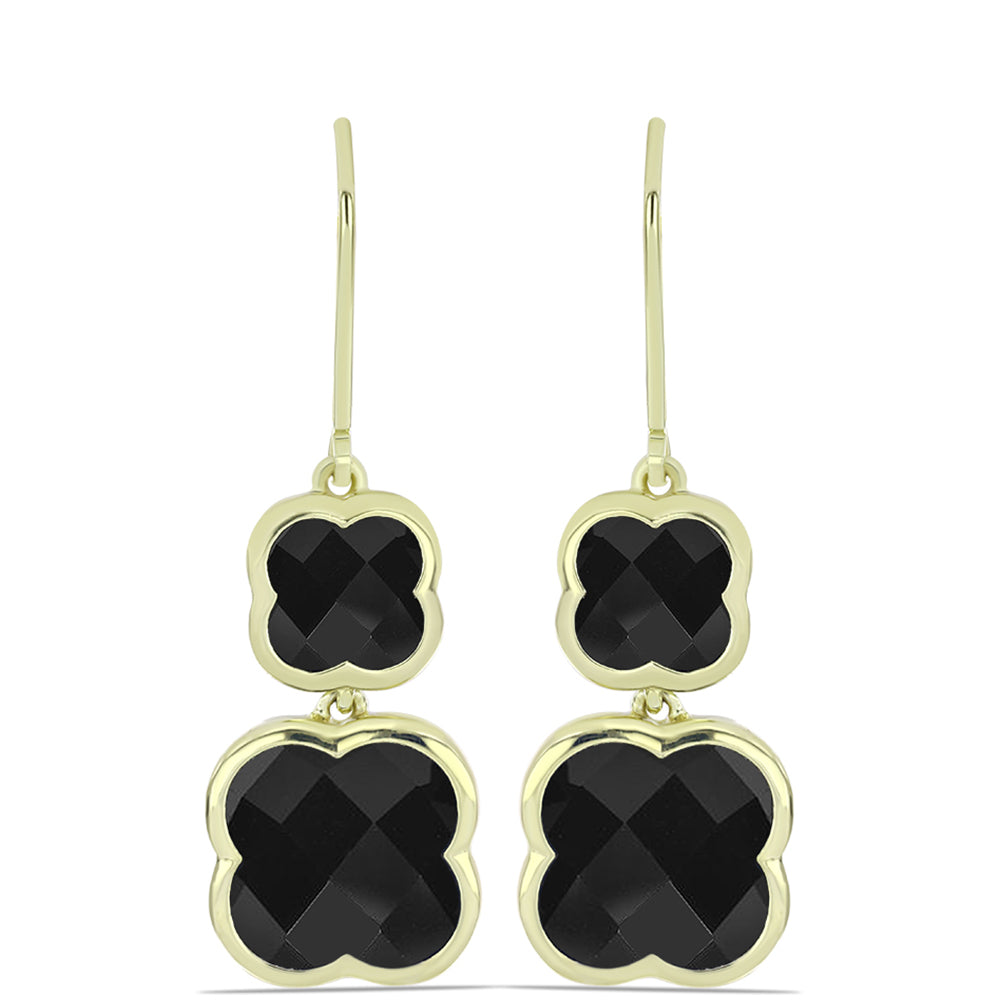 Pozlátené Strieborné Náušnice s so Suwarským Čiernym Ónyxom 1 