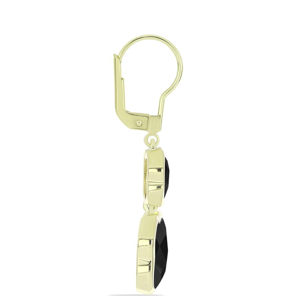 Pozlátené Strieborné Náušnice s so Suwarským Čiernym Ónyxom 2 