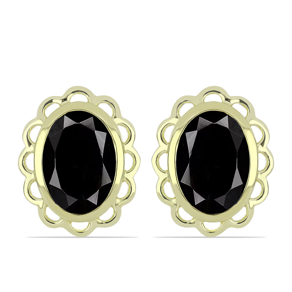 Pozlátené Strieborné Náušnice s so Suwarským Čiernym Ónyxom 1 