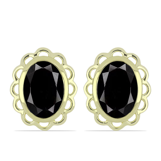 Pozlátené Strieborné Náušnice s so Suwarským Čiernym Ónyxom