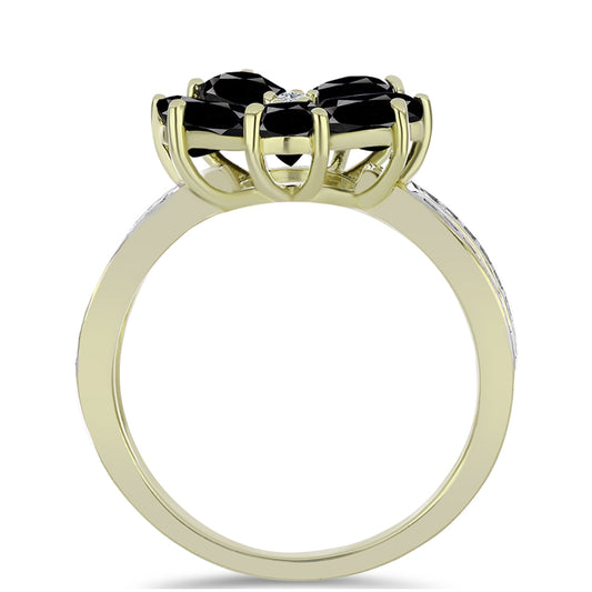 Pozlátený Strieborný Prsteň s so Suwarským Čiernym Ónyxom a Bielym Topásom