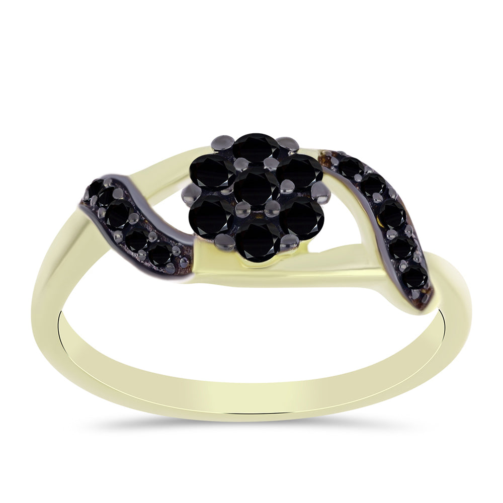 Pozlátený Strieborný Prsteň s so Suwarským Čiernym Ónyxom