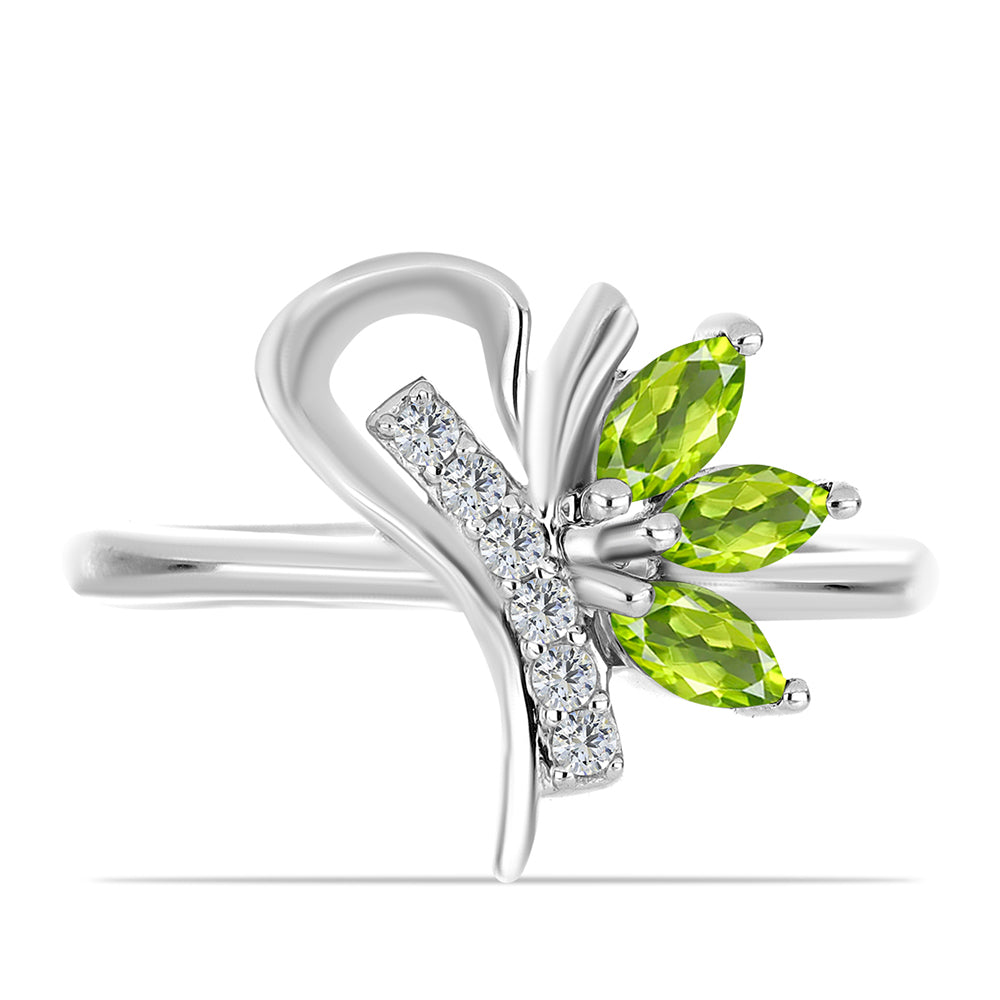 Strieborný Prsteň s Changbaiskym Olivínom a Bielym Topásom 1 