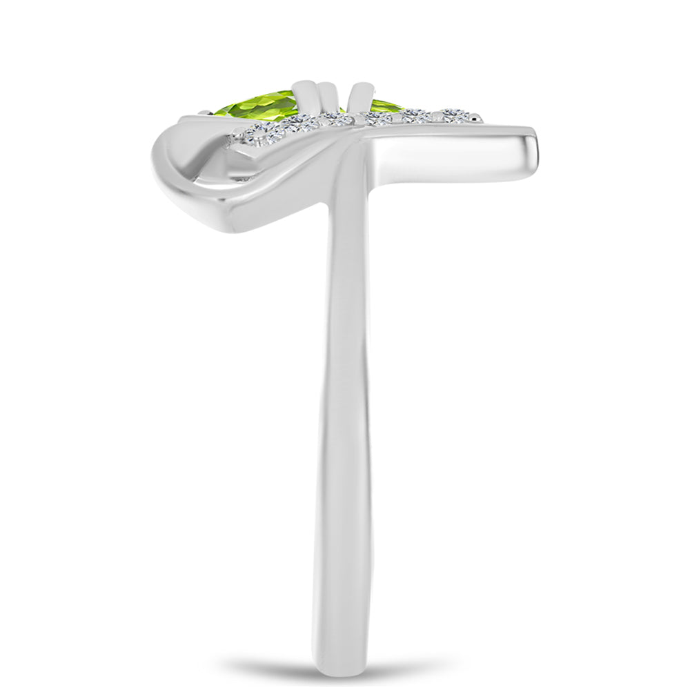 Strieborný Prsteň s Changbaiskym Olivínom a Bielym Topásom 4 