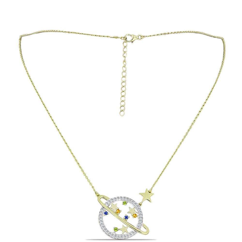 Pozlátený Strieborný Náhrdelník s Dúhovým Zafírom a Bielym Topásom 1 