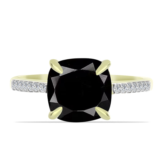 Pozlátený Strieborný Prsteň s so Suwarským Čiernym Ónyxom a Bielym Topásom