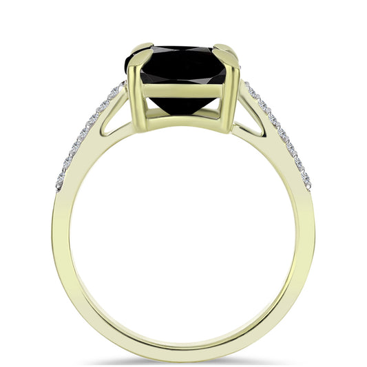 Pozlátený Strieborný Prsteň s so Suwarským Čiernym Ónyxom a Bielym Topásom