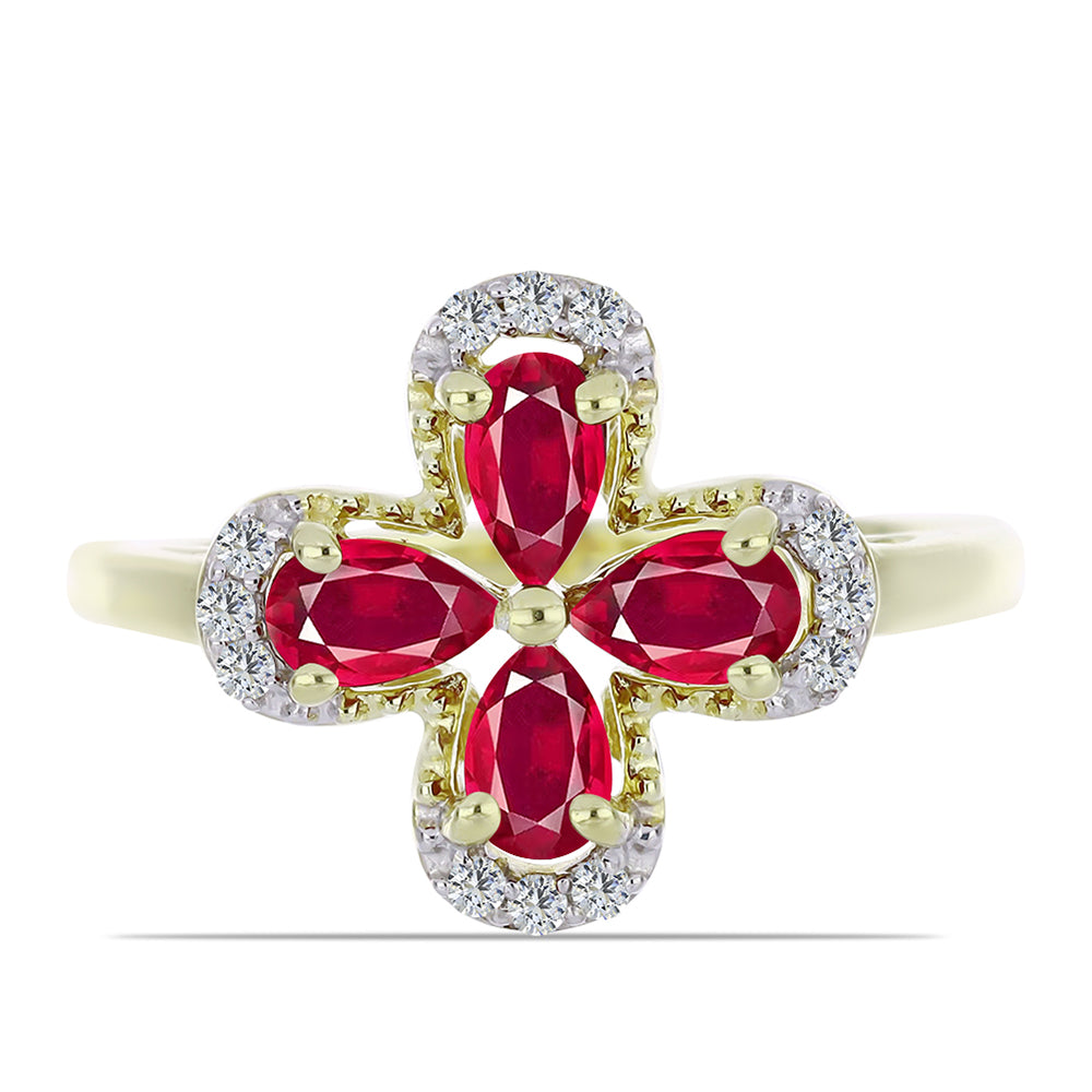 Pozlátený Strieborný Prsteň s Madagaskarským Rubínom a Bielym Topásom 1 