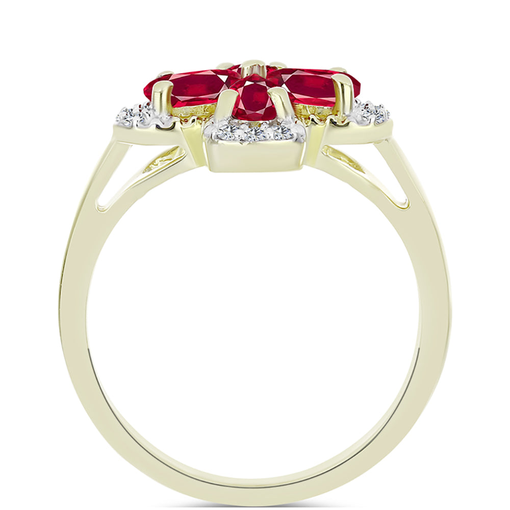 Pozlátený Strieborný Prsteň s Madagaskarským Rubínom a Bielym Topásom