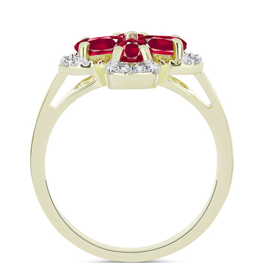 Pozlátený Strieborný Prsteň s Madagaskarským Rubínom a Bielym Topásom