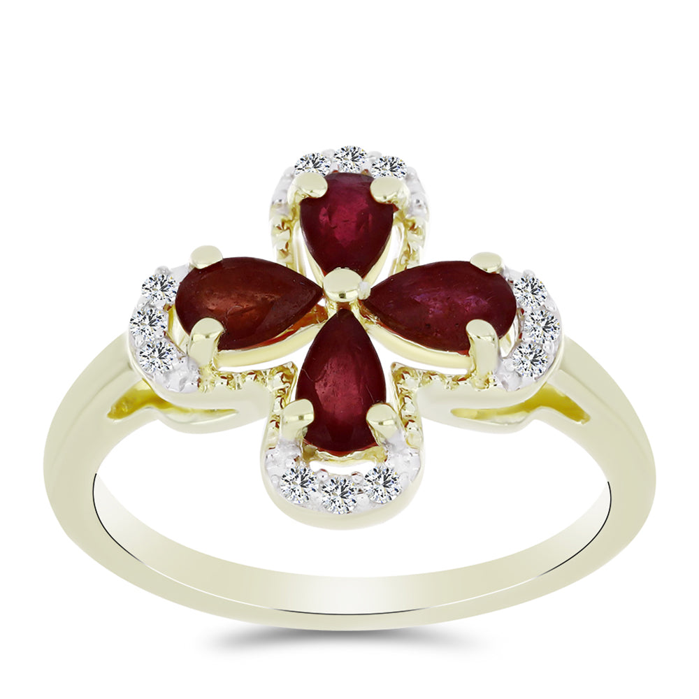 Pozlátený Strieborný Prsteň s Madagaskarským Rubínom a Bielym Topásom