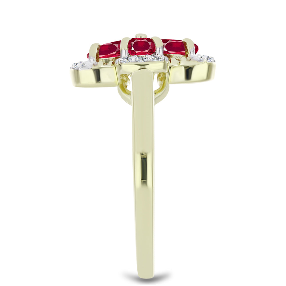 Pozlátený Strieborný Prsteň s Madagaskarským Rubínom a Bielym Topásom 4 