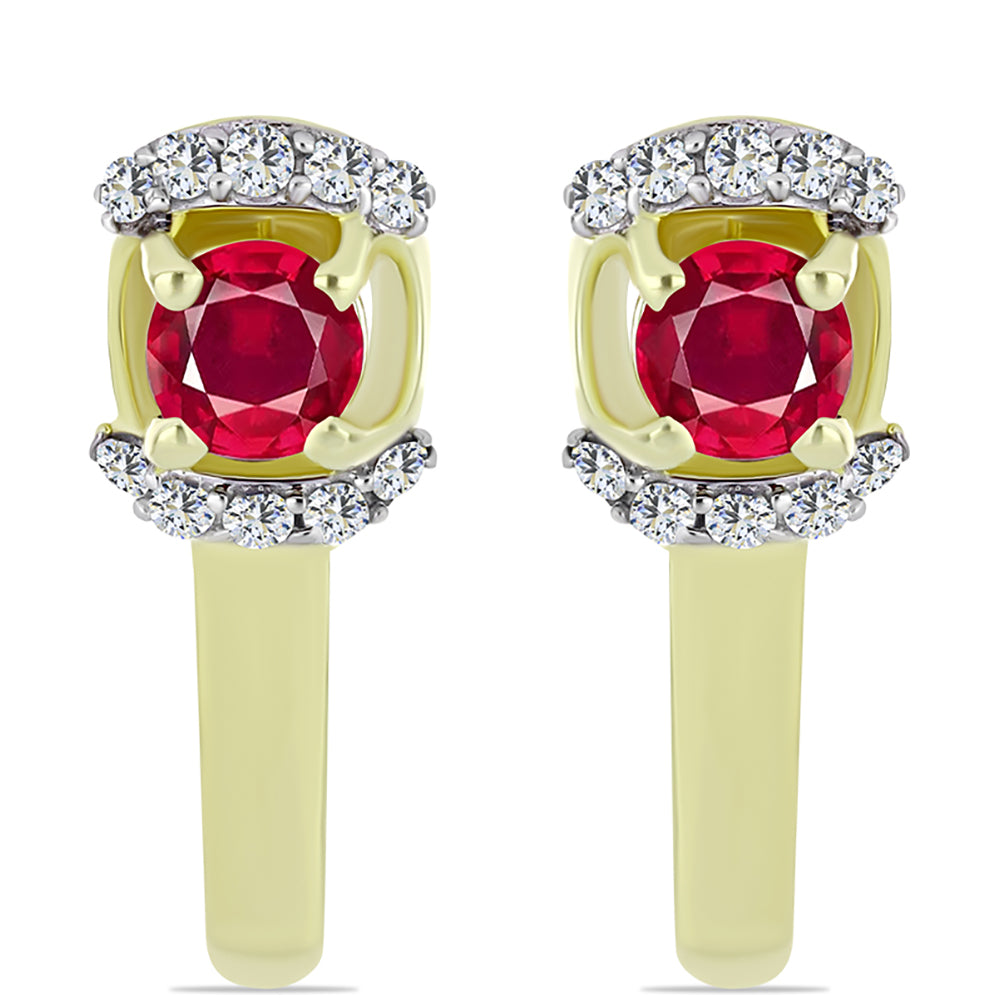 Pozlátené Strieborné Náušnice s Madagaskarským Rubínom a Bielym Topásom 1 