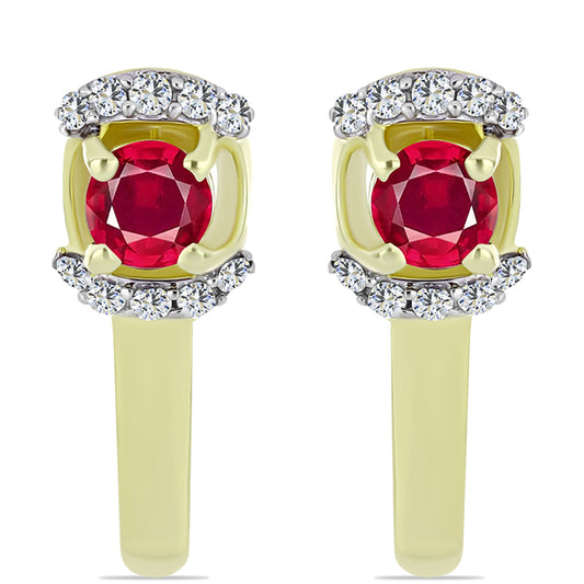 Pozlátené Strieborné Náušnice s Madagaskarským Rubínom a Bielym Topásom