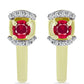 Pozlátené Strieborné Náušnice s Madagaskarským Rubínom a Bielym Topásom