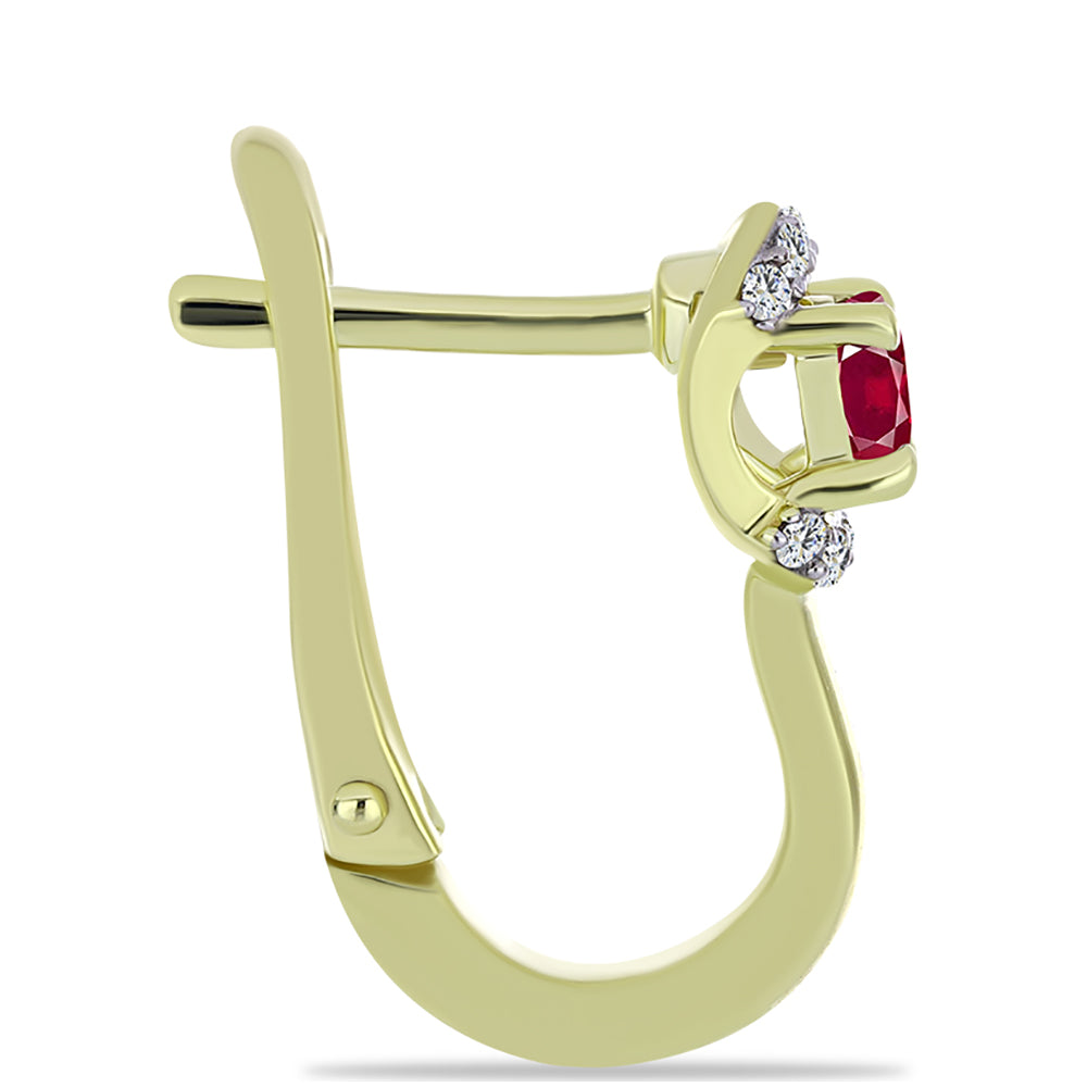 Pozlátené Strieborné Náušnice s Madagaskarským Rubínom a Bielym Topásom 2 